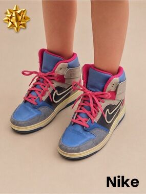 Nike Ruckus 2 High Grey Blue Fuchsia Skate Shoes 3Y